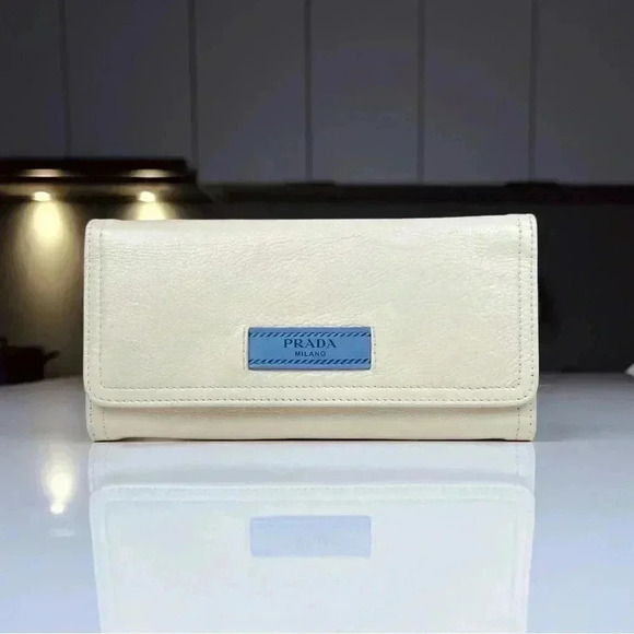 Prada Vanilla Leather Etiquette Continental Wallet - Picture 1 of 10